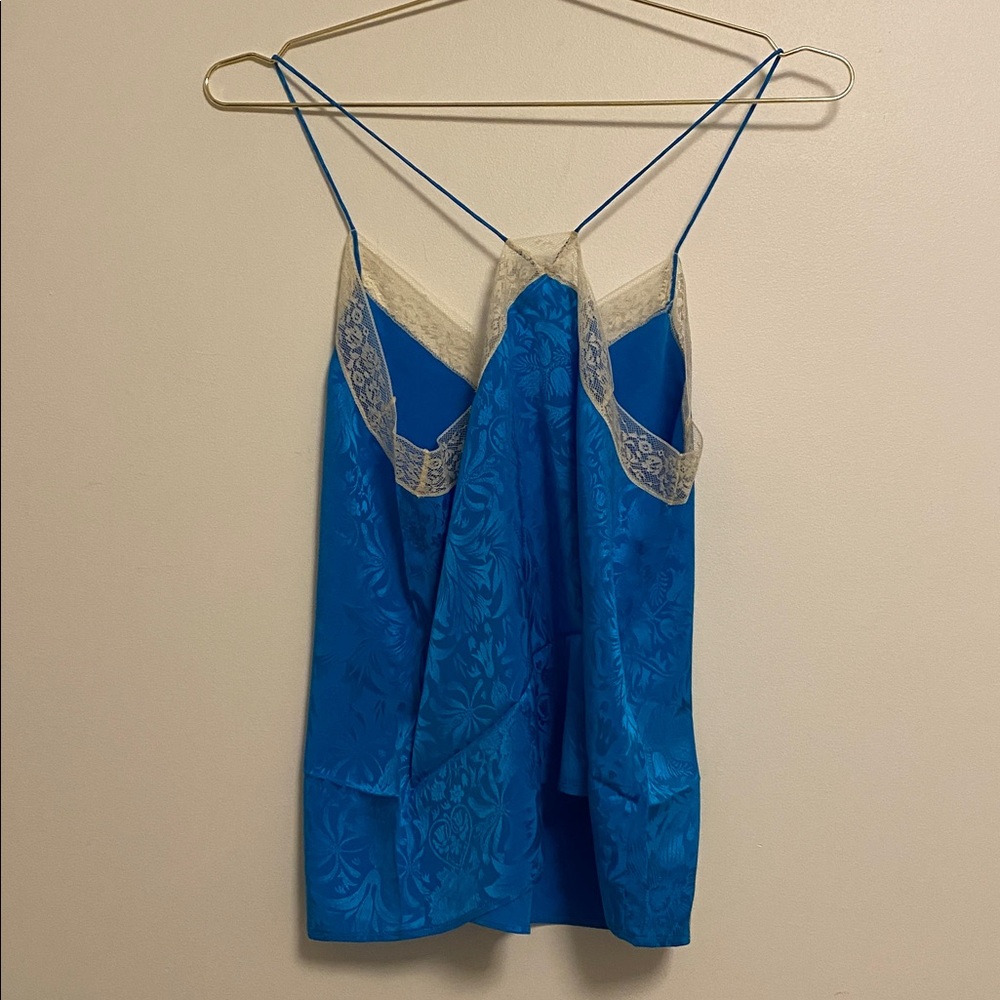 Zadig & Voltaire Silk Cami • Blue White Lace • Size S - Picture 7 of 8